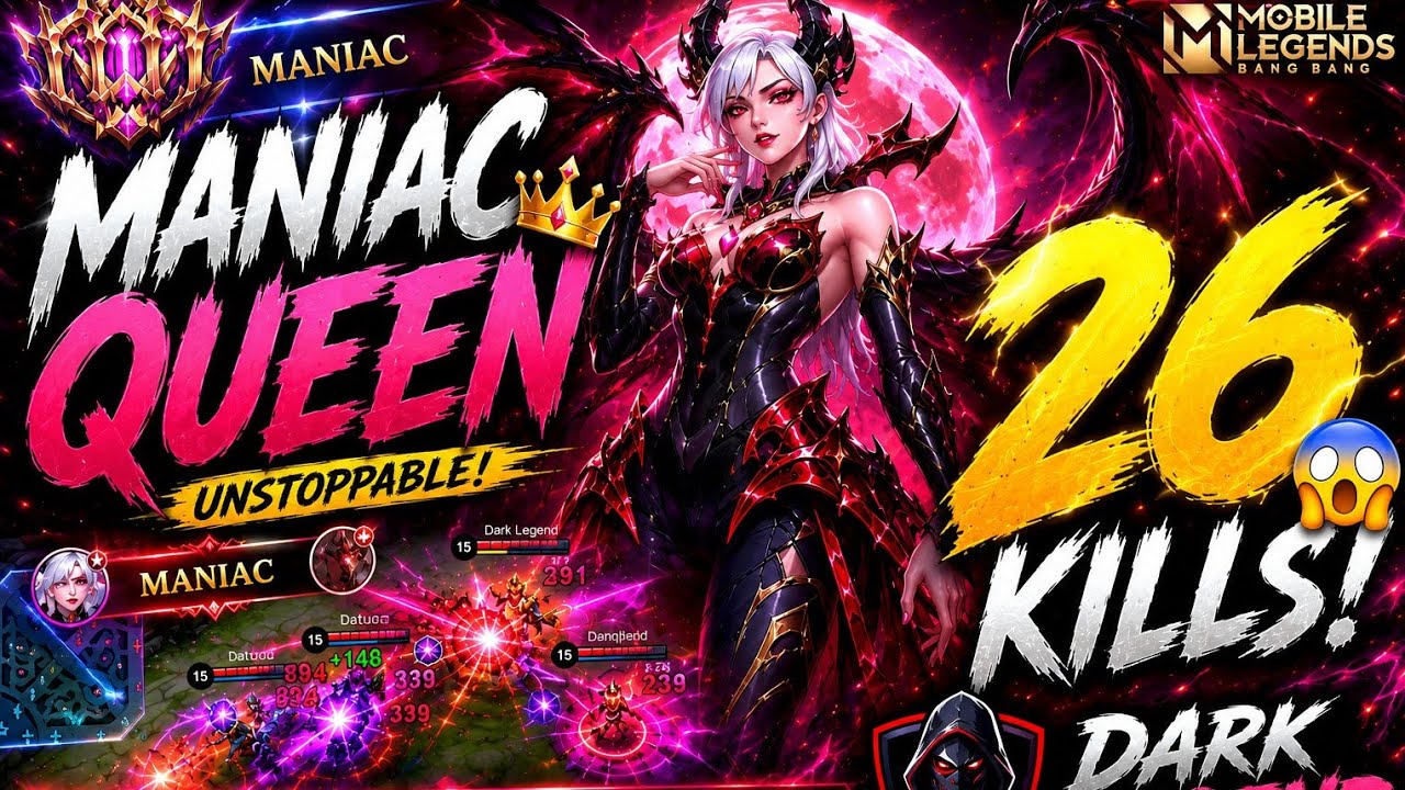 🔥 26 Kills 😱 New Hero Manic Queen Gameplay | 23 Win Streak Ranked Match // moba Legend 5v5 gameplay