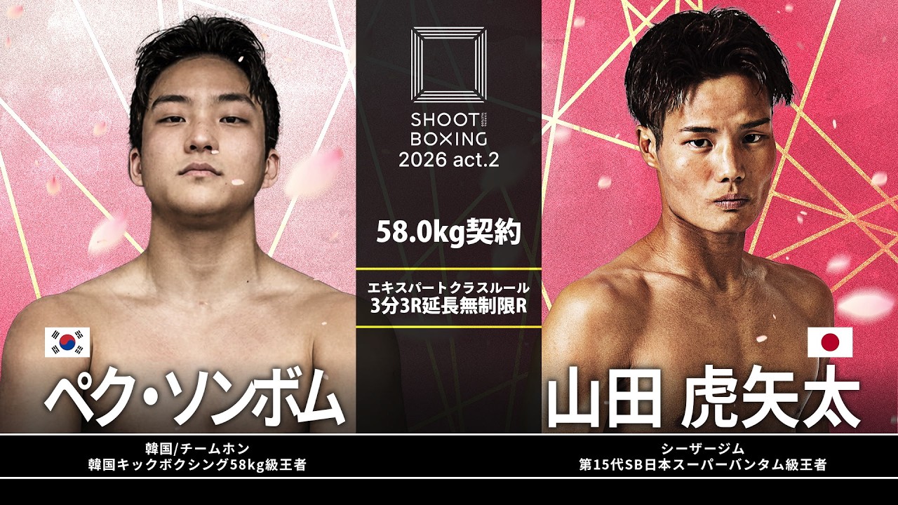 山田虎矢太 vs ペク・ソンボム【SHOOT BOXING 2026 act.2】 backdrop