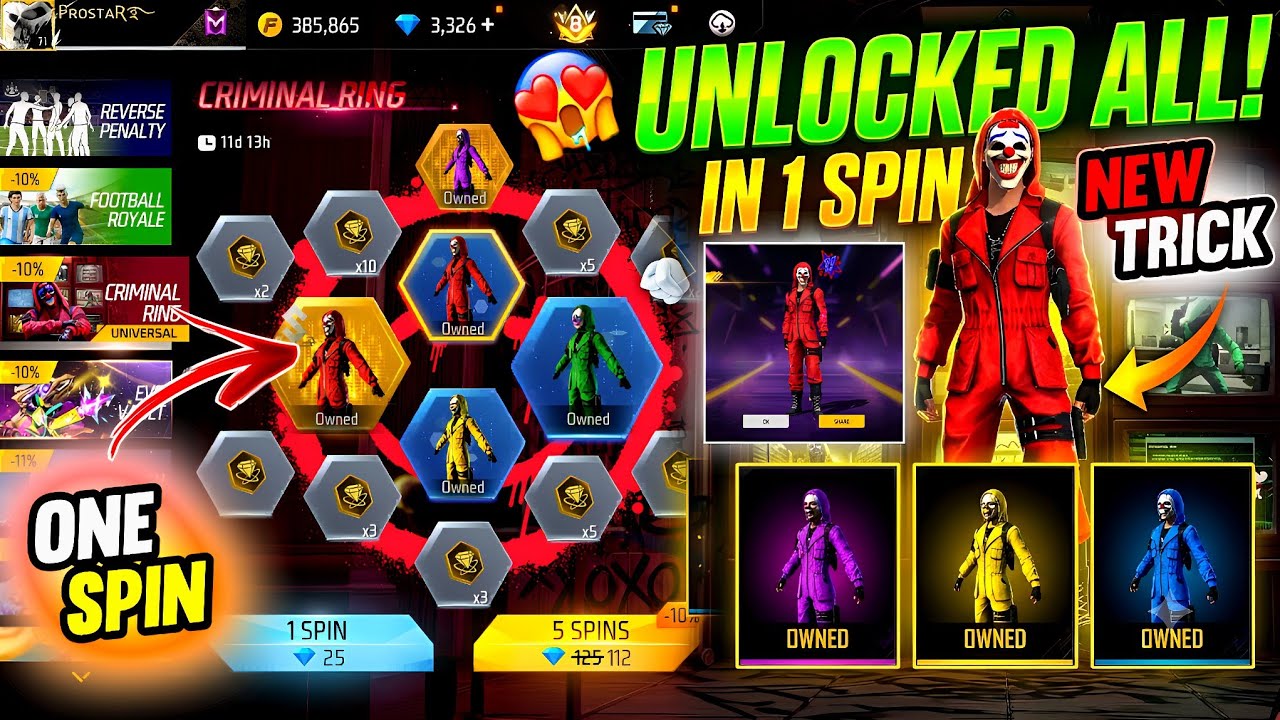 New Criminal Ring Event Free Fire Spin🔥 | 9 June Criminal Ring🥳|Free Fire New Event | Ff New Event