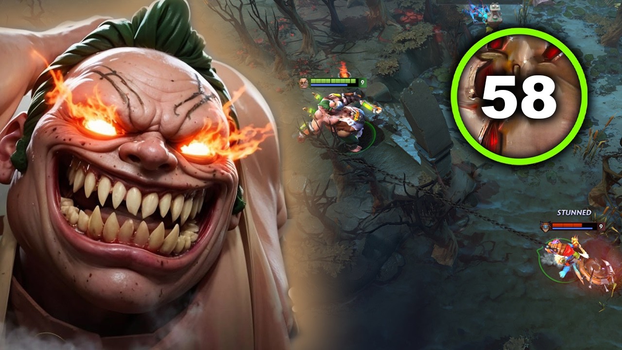 Insane 2v5 Gameplay🔥Raid Boss Pudge 45Kills with 58Stacks Dota 2