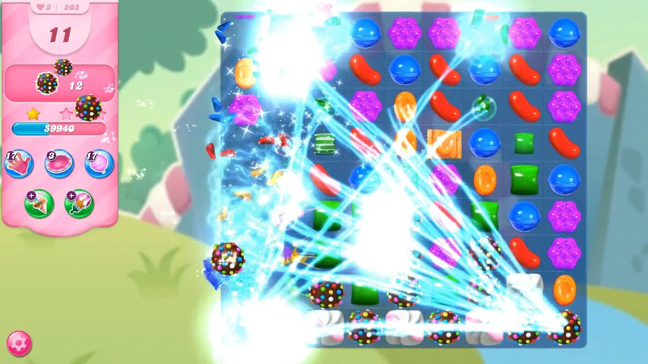 Candy Crush Saga level 201-205 3 stars no boosters in a row double color bomb combo twice!