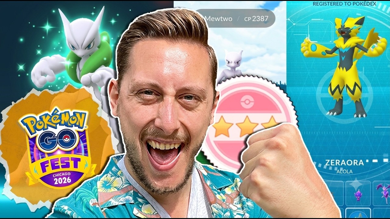 We Evolved SHINY Mega Mewtwo X & Claimed ZERAORA! At The Top of Chicago! Pokemon GOFest 2026