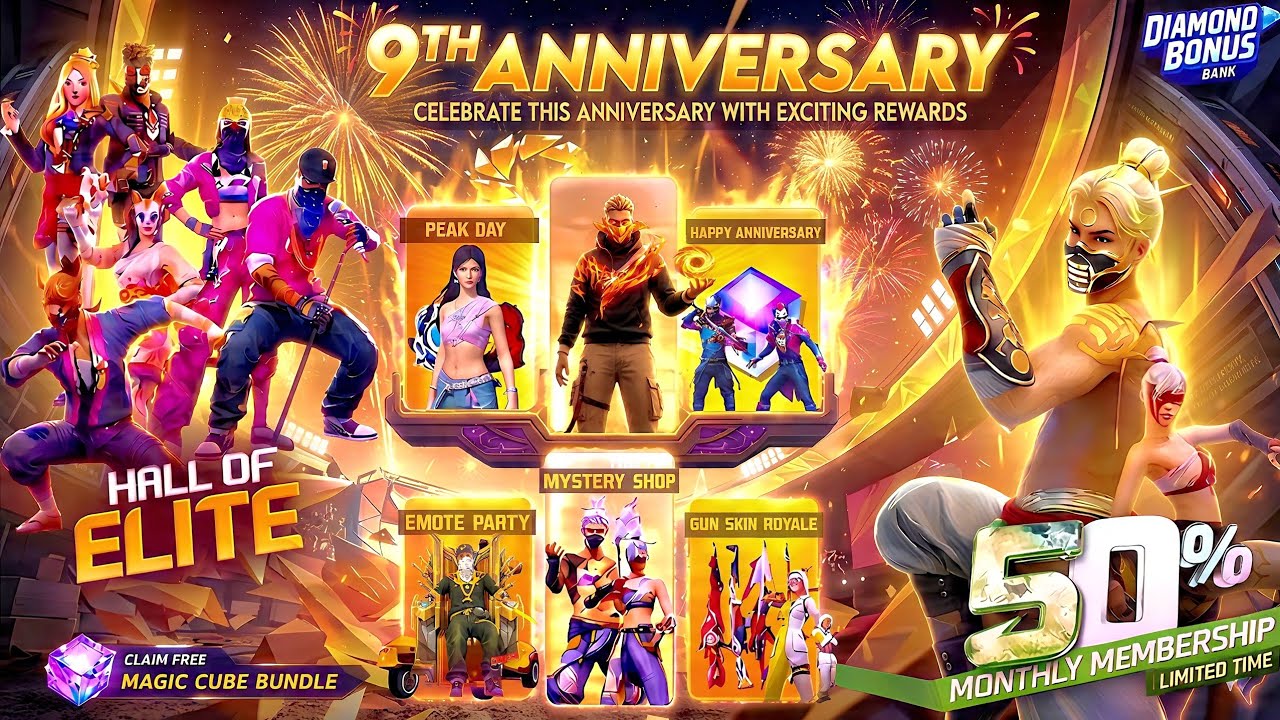 9th Anniversary Event Free Rewardsđ„łđ„|Free Criminal Bundle Event | Free Fire New Event | ff New Event
