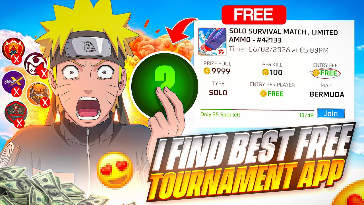 I FIND BEST FREE TOURNAMENT APP💰ENTRY- ₹0🔥PER KILL-10💴|| REAL TOURNAMENT APP EVER ⁉️FREE FIRE MAX🔥