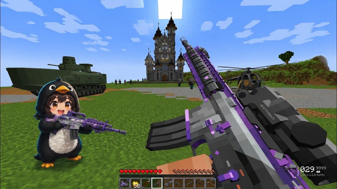 GUGUGAGA Penguin Joined Me to Destroy the Pillagers' Castle Using Modern Weapons! ๐ฐ๐ฅ