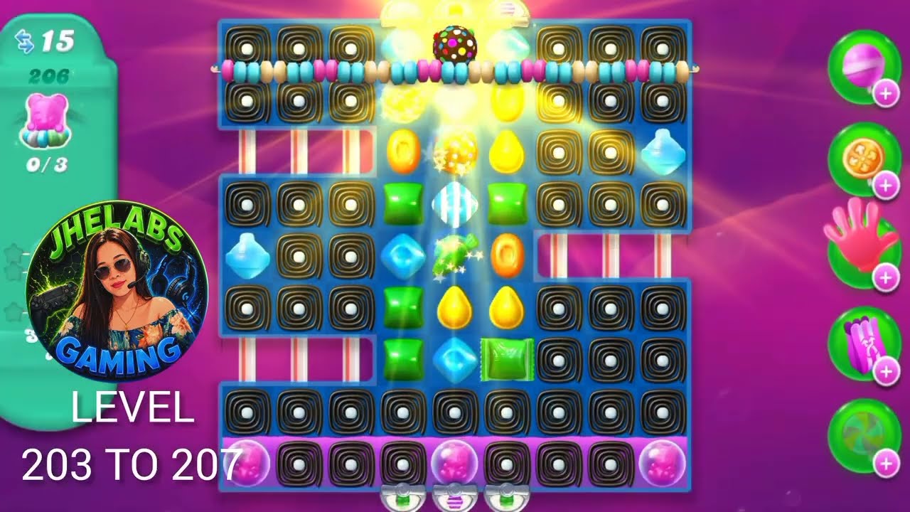 HARD LEVEL 203 TO 207 CANDY CRUSH SODA JHELABS GAMING LET'S PLAY ▶️