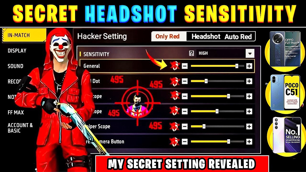 Free fire headshot sensitivity 🔥|| My Own headshot sensitivity revealed ✅ || Best headshot setting