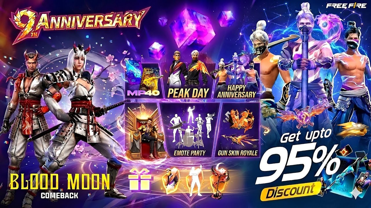 OB54 Updateđ€Żđ€«9Th Anniversary Event Free Fire l Free Fire New Event l Ff New Event l Blood Moon Event