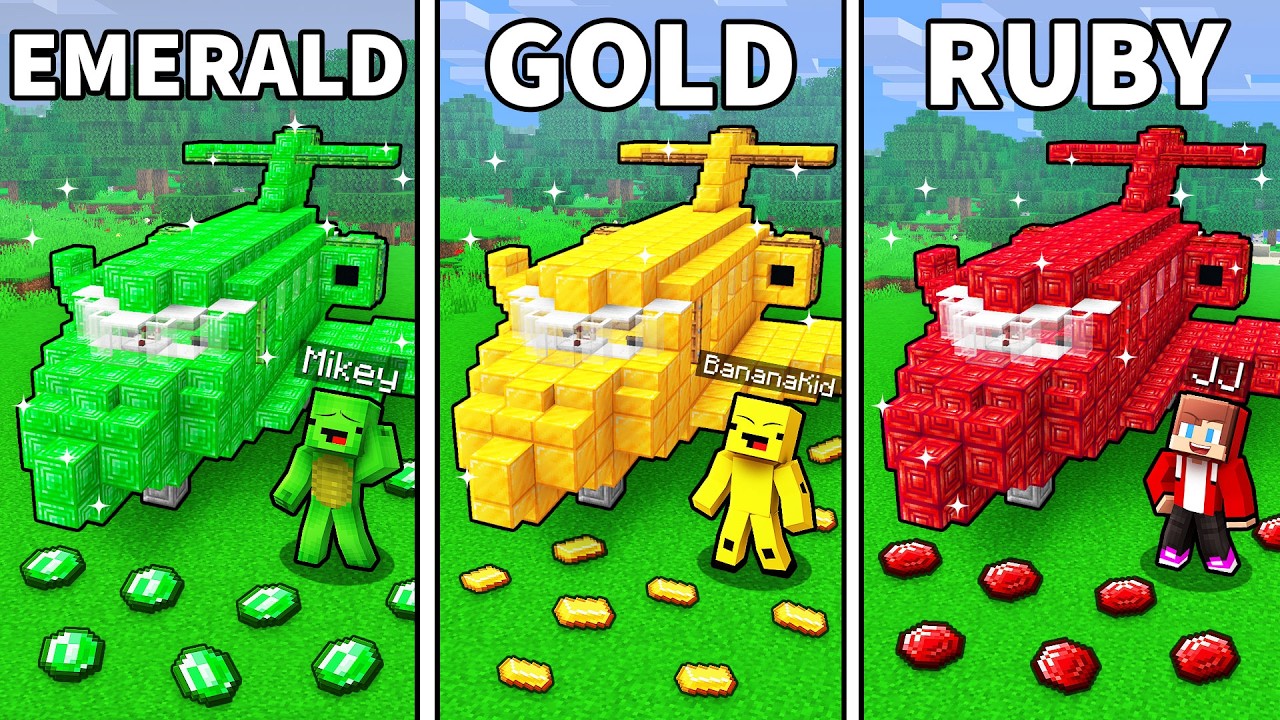 Mikey vs JJ vs Banana Kid TREASURE AIRPLANE CHALLENGE - Minecraft