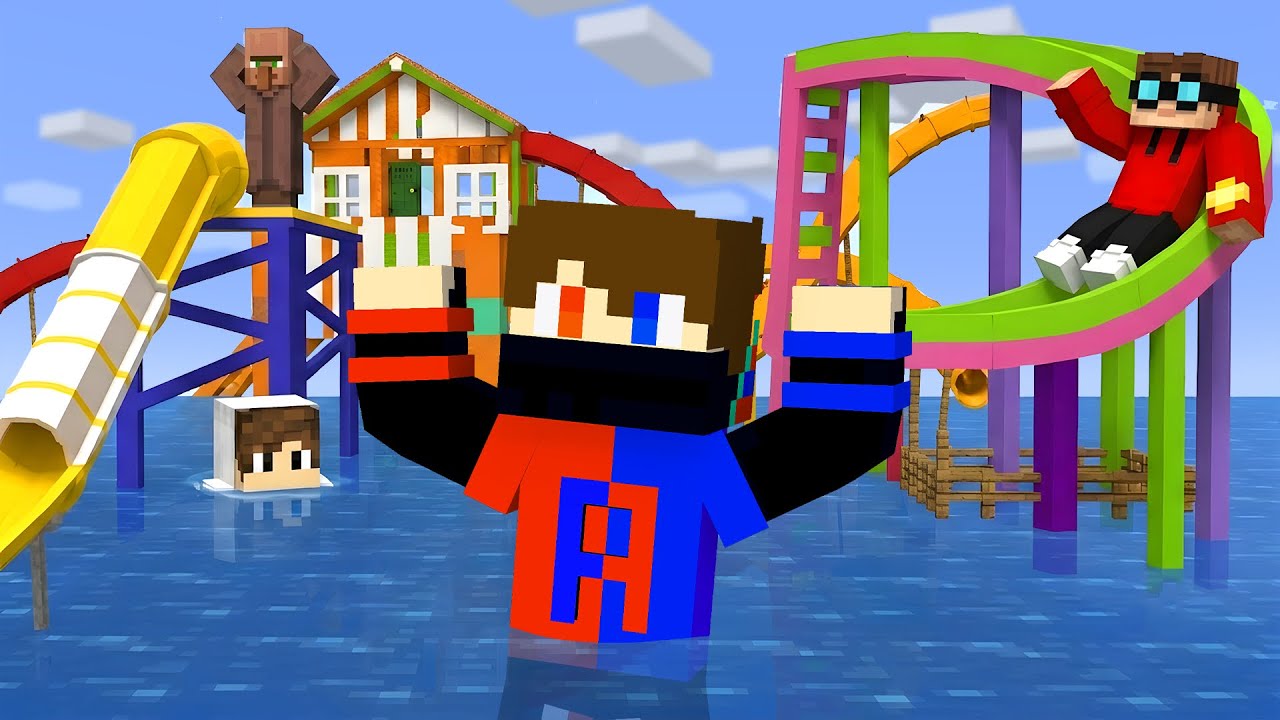 I Built A Waterpark in Minecraft! background
