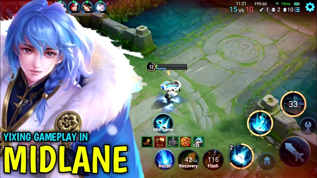 Honor Of Kings : Yixing Gameplay In MidLane | Best Build Yixing - HOK