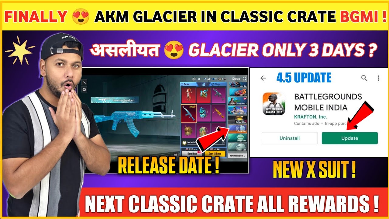 FINALLY ЁЯШН AKM Glacier in Classic Crate Bgmi | Next Classic Crate Bgmi | Bgmi New Update | 4.5 Update