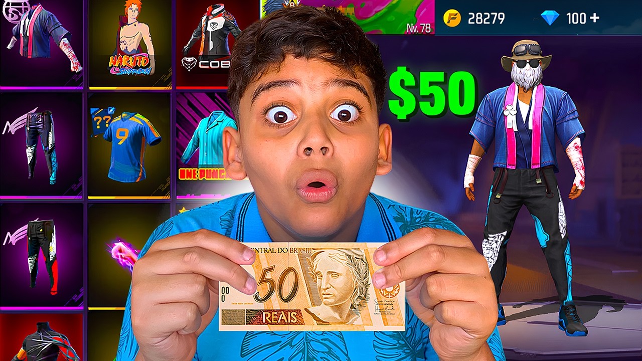 MEU IRMÃOZINHO COMPROU UMA CONTA MISTERIOSA POR APENAS R$50 REAIS NO FREE FIRE!
