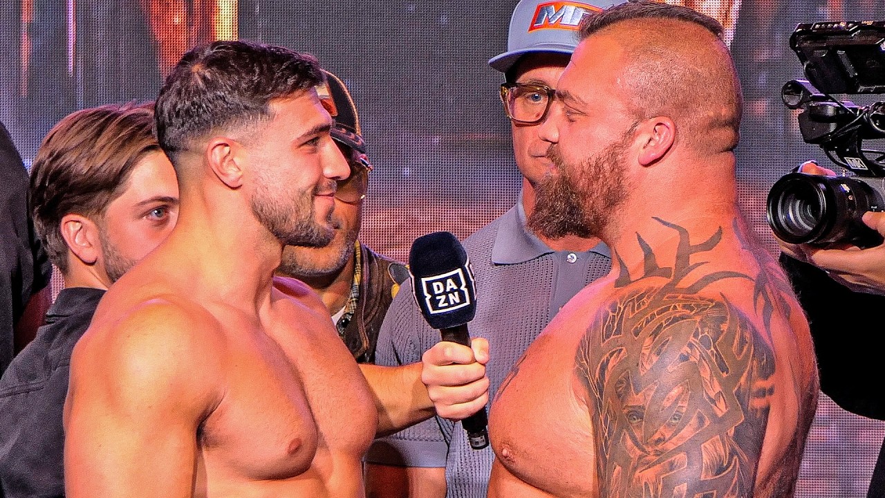 FACE OFF: Tommy Fury vs Eddie Hall • HEAD-TO-HEAD in Manchester | DAZN Boxing