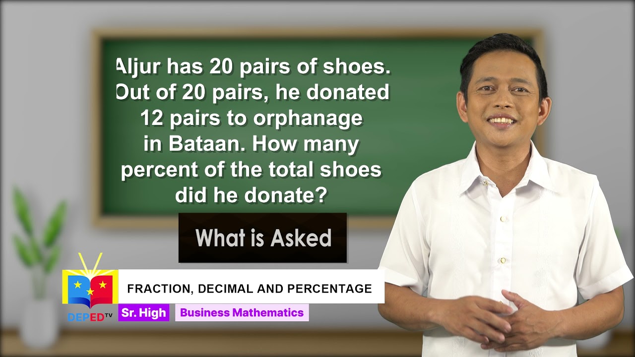 SHS BUSINESS MATH Q1 Ep1: Fraction, Decimal, and Percentage background