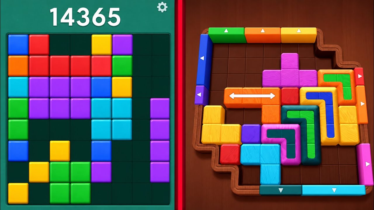 Block Blast Puzzle 🧩 VS Wood Away Puzzle ✨ All Levels Satisfying Mobile Gameplay 📱🔥