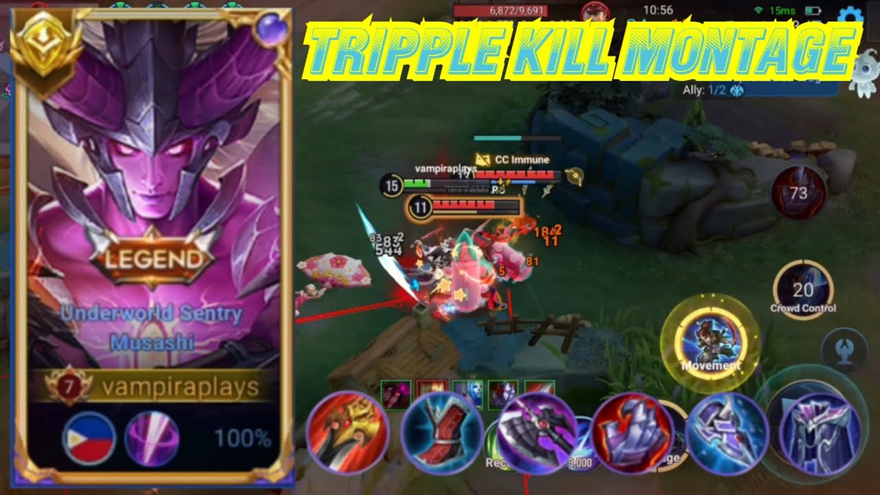 HOK MUSASHI TRIPPLE KILL MONTAGE