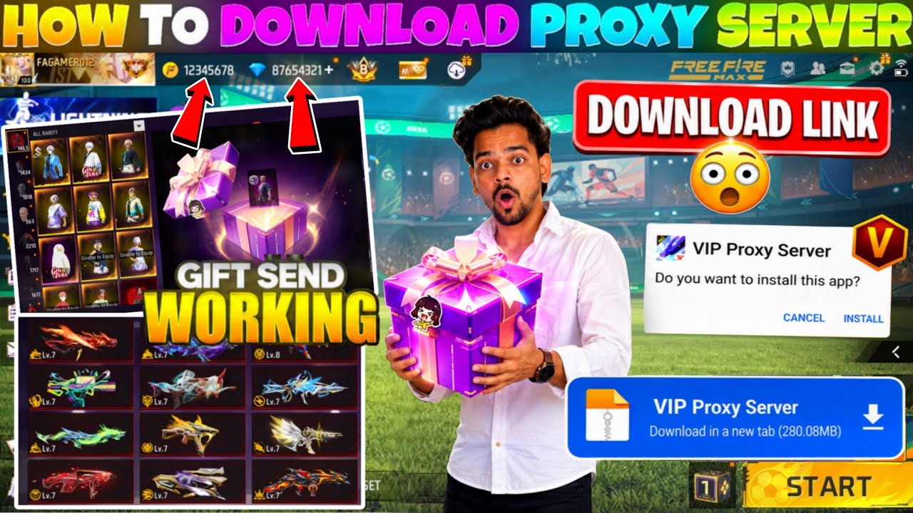 HOW TO DOWNLOAD PROXY SERVER IN FREE FIRE, HOW TO USE PROXY SERVER IN FREE FIRE, VIP PROXY SERVER