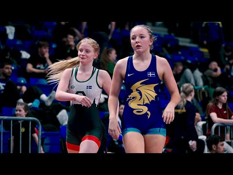 U15 Idun Söderlidh (SWE) vs Velvet Raynaud (SWE) 58kg. Girls youth women's wrestling. B-cam-man
