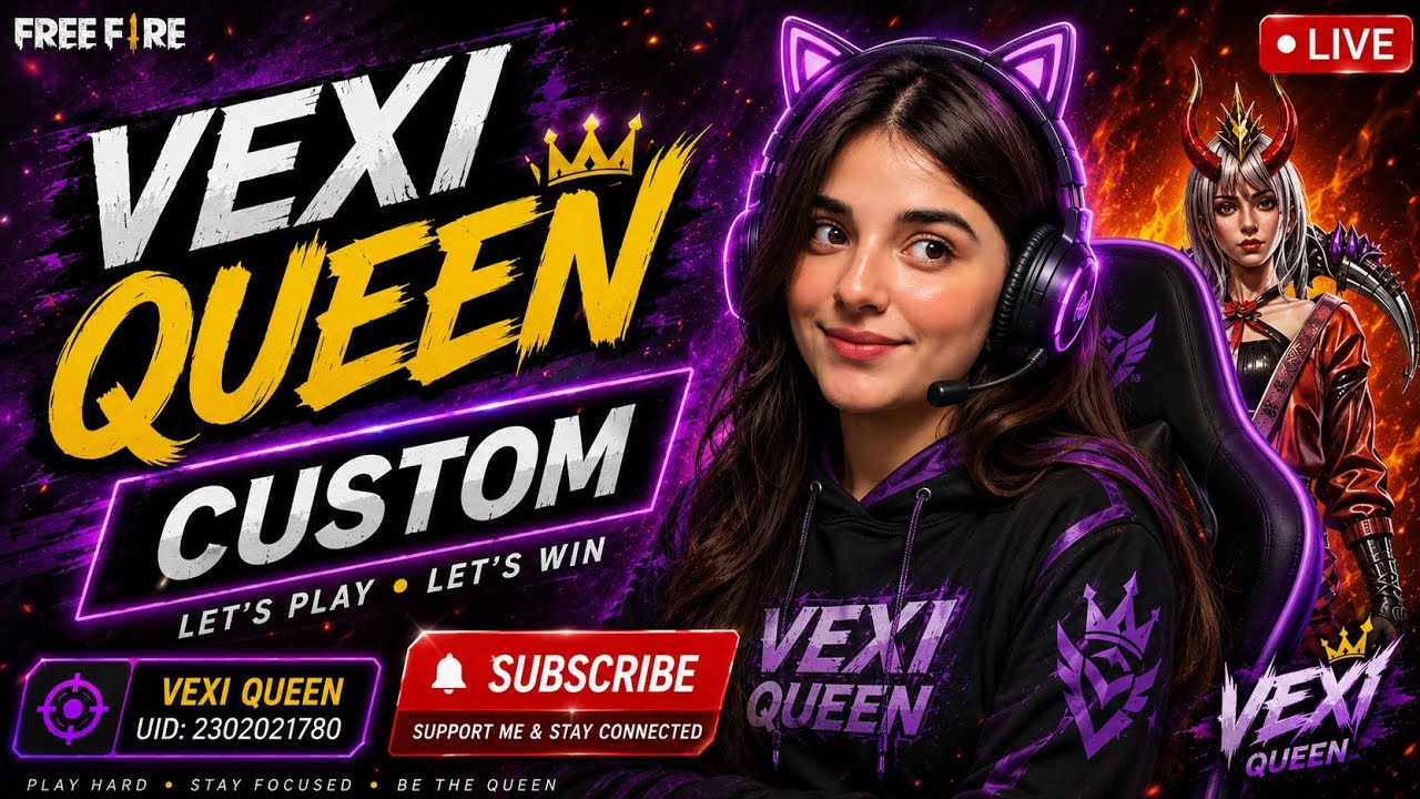 VEXI QUEEN đ CUSTOM LET'S PLAY LET'S WIN FREE FIRE LIVE đïž