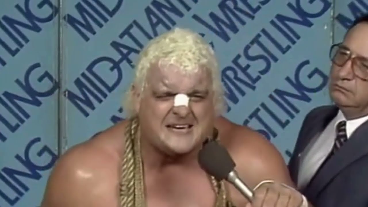 Dusty Rhodes vs Nikita Koloff, Arm wrestling Challenge. Mid-Atlantic 1984