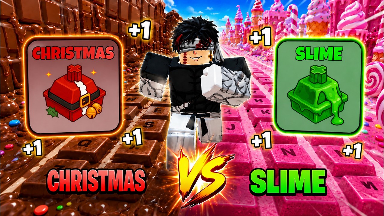 CHRISTMAS VS SLIME KEYS +1 Speed Keyboard Escape Candy & Chocolate World 1 & 2 All Stages background