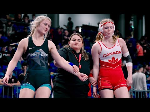 U15 Anna Warren (CAN) vs Emma Antoni (USA) 66kg. Girls youth women's wrestling. B-cam-man