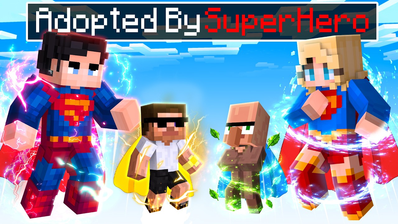 Adopted By SUPERHEROES in Minecraft! background