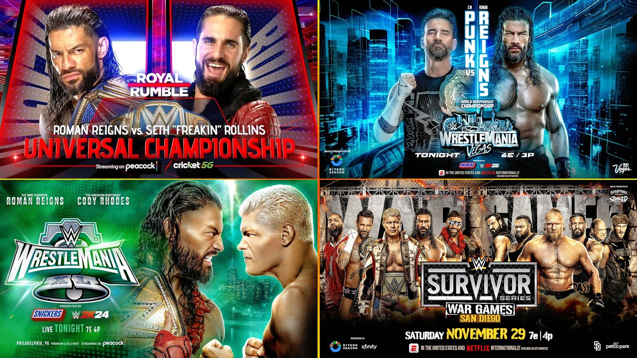 Roman Reigns Every WWE PPV & PLE Match Card & Results Compilation (2022-2026)
