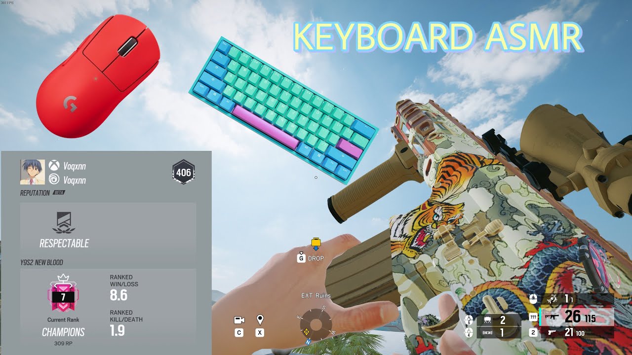 Gaming ASMR | R6 Champion RANKED | Keyboard and Mouse Sounds | NO Talking background