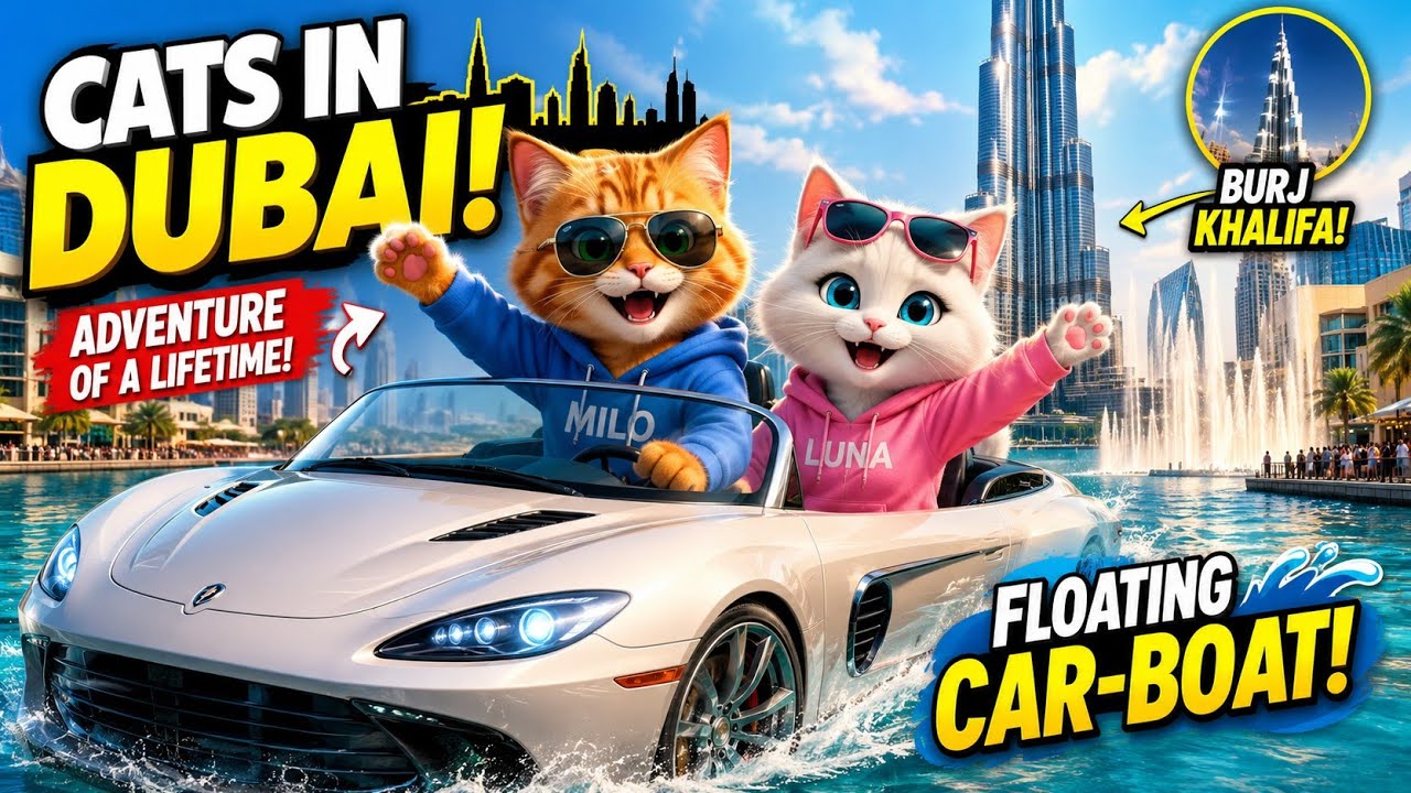 2 Cute Cats Explore Dubai's Tallest Building! 🐱🏙️ | Burj Khalifa Adventure