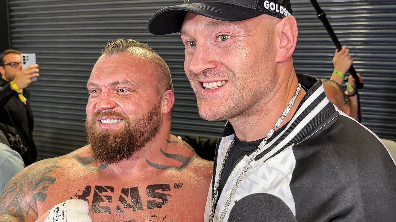 Eddie Hall greated by TYSON FURY after Tommy Fury CLASH!