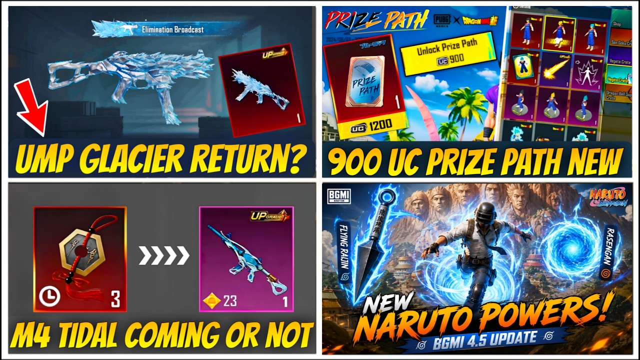 🚨BREAKING | UMP45 Glacier Return 😱 | Tidal M4 Back | 900 Uc Naruto Prize Path/ 4.5 Update Theme Mode