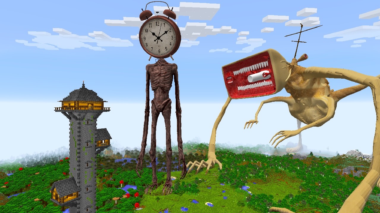 SURVIVING FROM CLOCK HEAD AND MEGAHORN in Minecraft - Gameplay