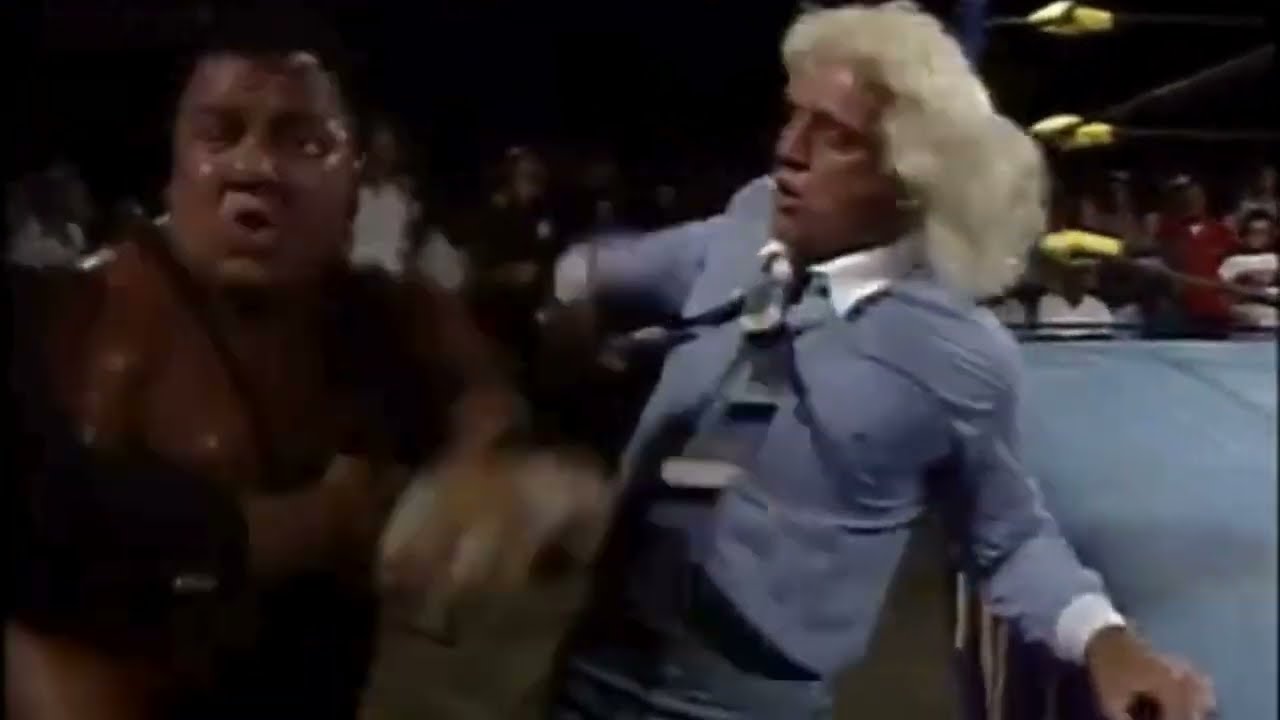 Ric Flair and Dusty Rhodes Brawls with Tully Blanchard and Wahoo McDaniel. Mid-Atlantic 1984