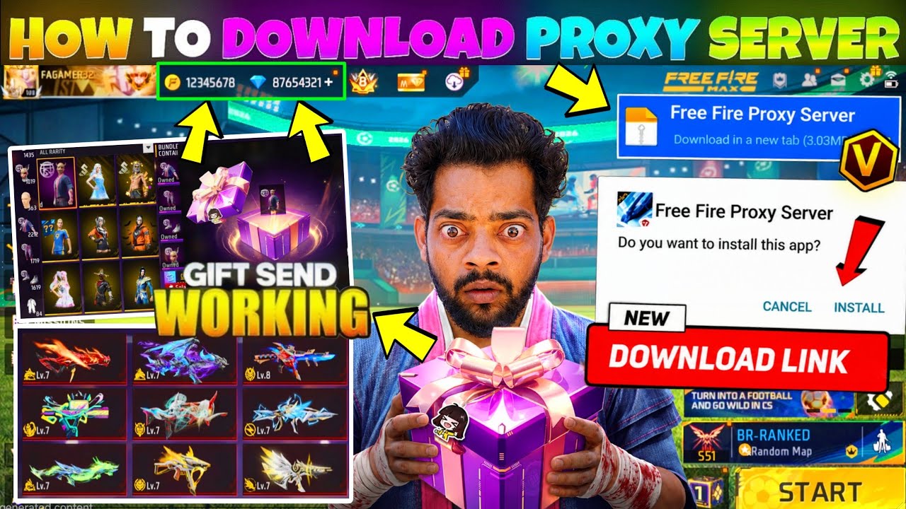 HOW TO DOWNLOAD PROXY SERVER IN FREE FIRE, HOW TO USE PROXY SERVER IN FREE FIRE, VIP PROXY SERVER