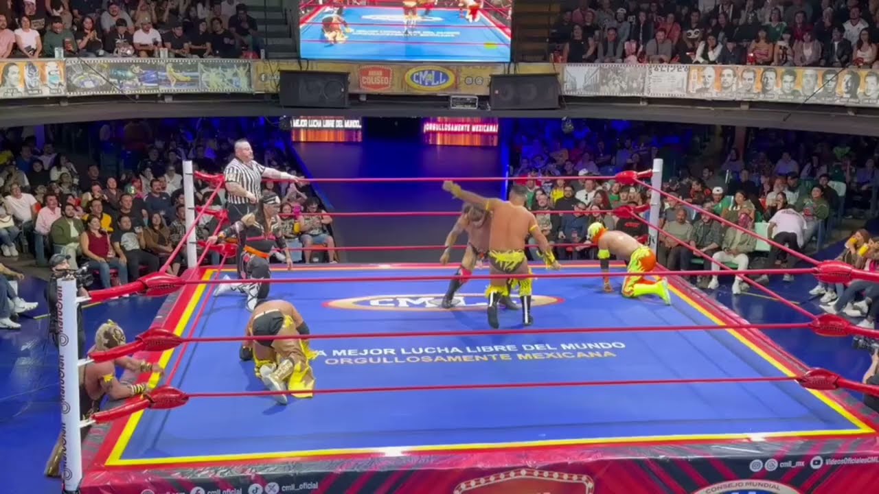 Reporte CMLL: Coyote, Pólvora y Vaquero Jr 🆚 Rey Cometa, Espíritu Negro y Fuego en la Arena Coliseo