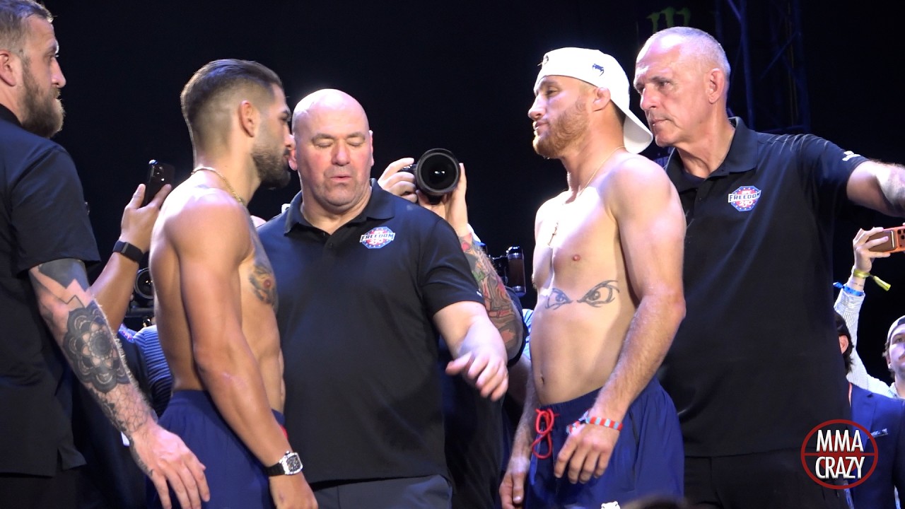 UFC Freedom 250: Ilia Topuria vs. Justin Gaethje Weigh in Face Off