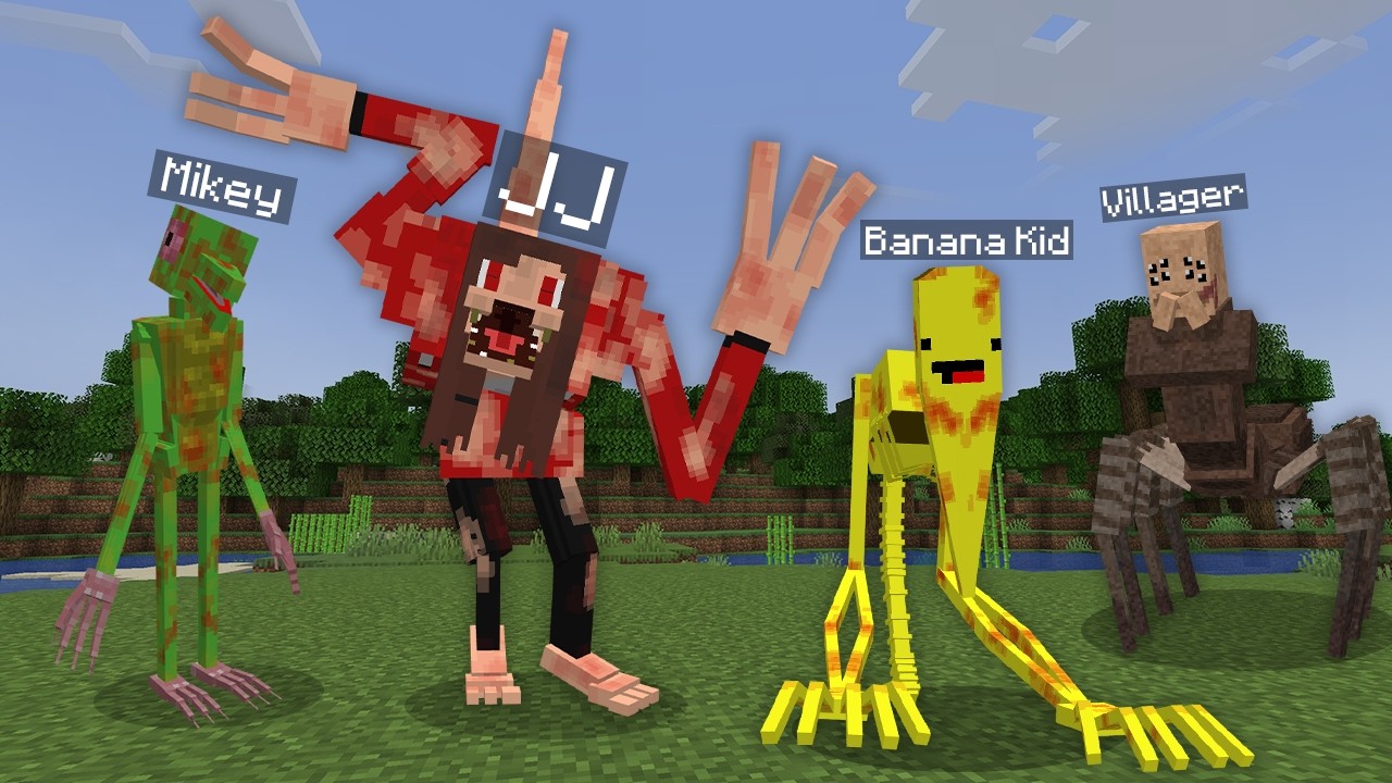 JJ and Mikey: Everyone Can TRANSFORM Into SCARY MOBS in Minecraft !? Maizen