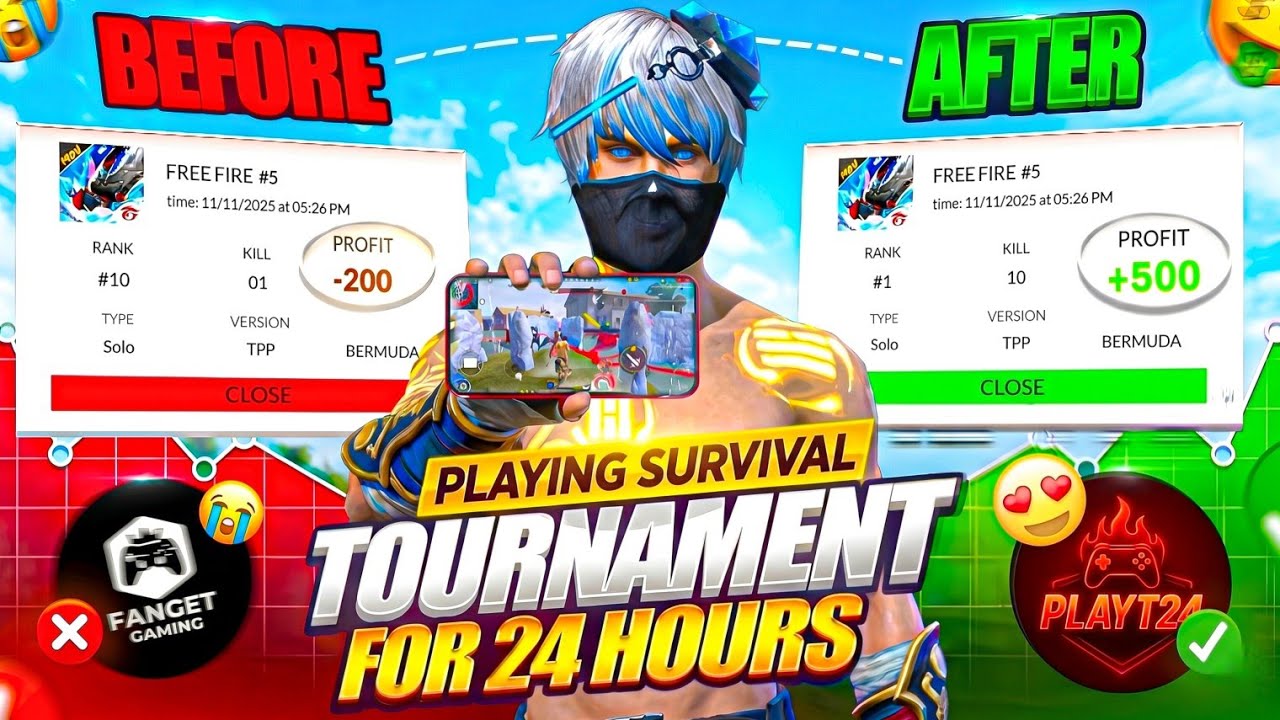24 HOURS 🕒 SOLO TOURNAMENT PLAYING CHALLENGE 😳 | BEST TOURNAMENT APP 🔥