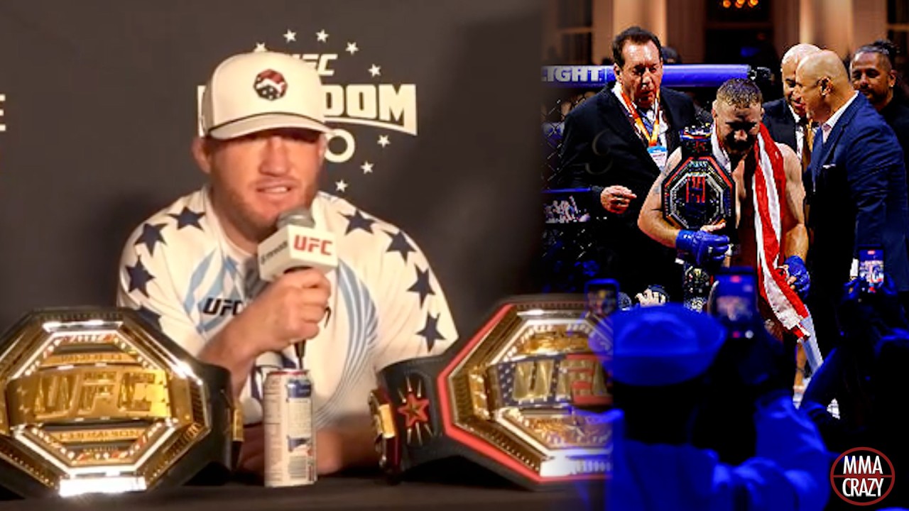 Justin Gaethje immediate reaction to BEATING ilia Topuria at UFC Freedom 250