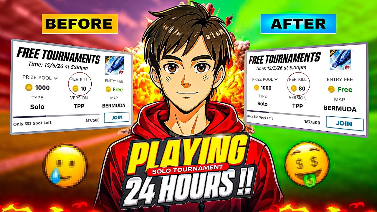 24 HOURS π SOLO TOURNAMENT PLAYING CHALLENGE π³ | TOURNAMENT CAN MAKE YOU π€?