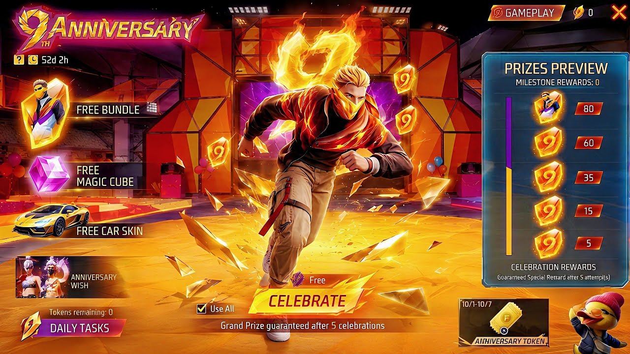 Ob54 Update💥 9th Anniversary Free Fire🥳🔥| Pink Diamond Event | Free Fire New Event | ff New Event