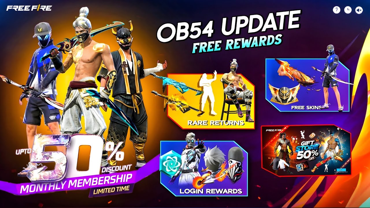 Ob54 Update Free Rewards 😮💥| poker mp40, golden shade | free fire new event | ff new event