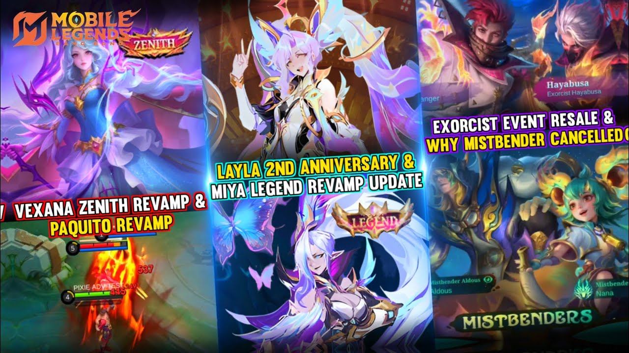 VEXANA ZENITH REVAMP | LAYLA 2ND ANNIVERSARY | MIYA LEGEND REVAMP | MISTBENDER EVENT CANCELLED