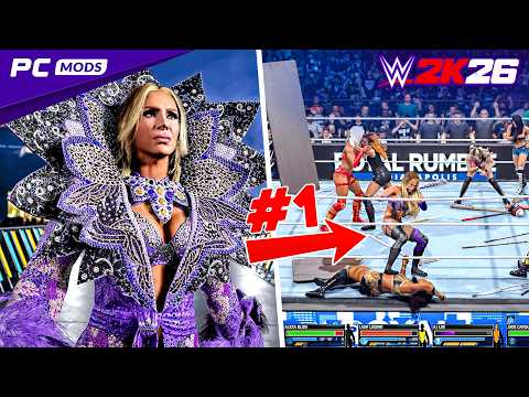 😨 CAN SHE SURVIVE? Charlotte Flair Enters #1 in The Royal Rumble Match With WEAPONS (WWE 2K26 Mods) background