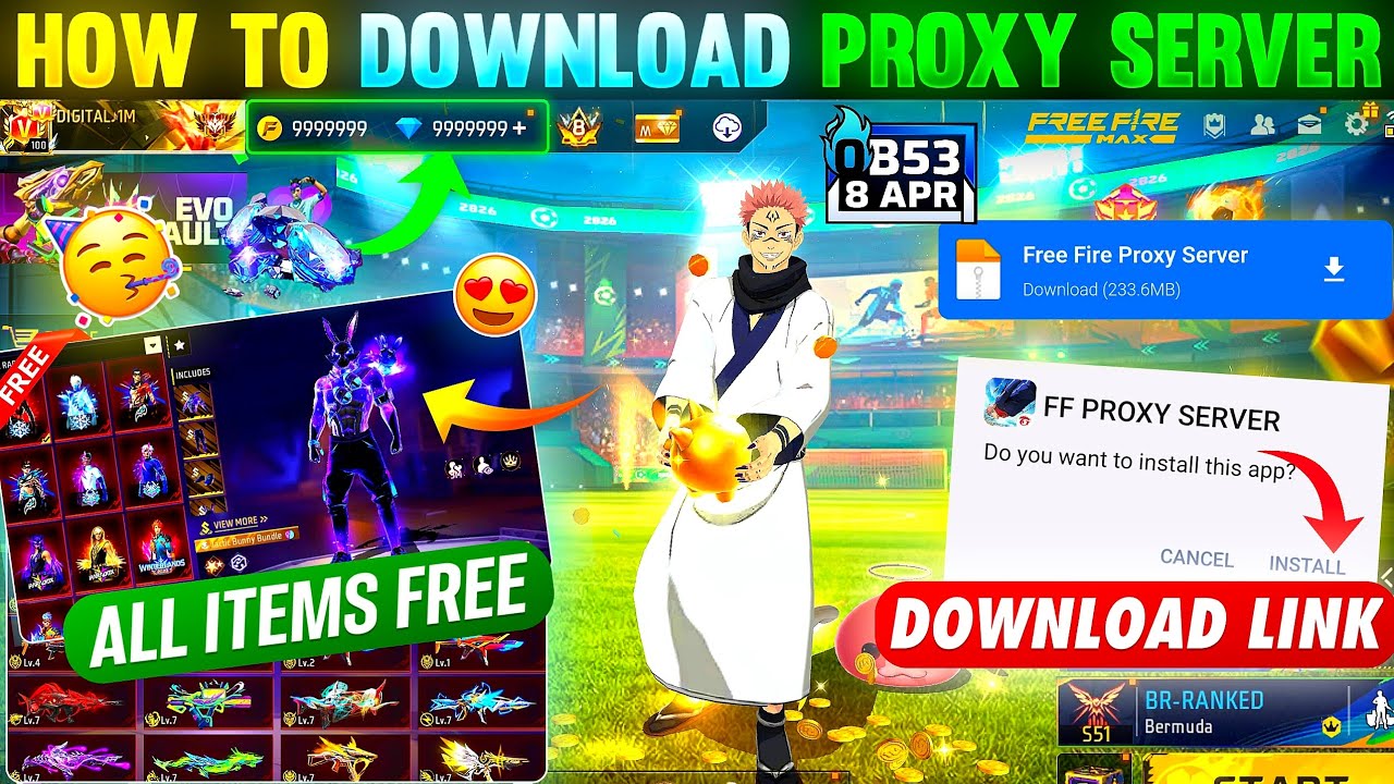 HOW TO DOWNLOAD PROXY SERVER IN FREE FIRE, HOW TO USE PROXY SERVER IN FREE FIRE, VIP PROXY SERVER background