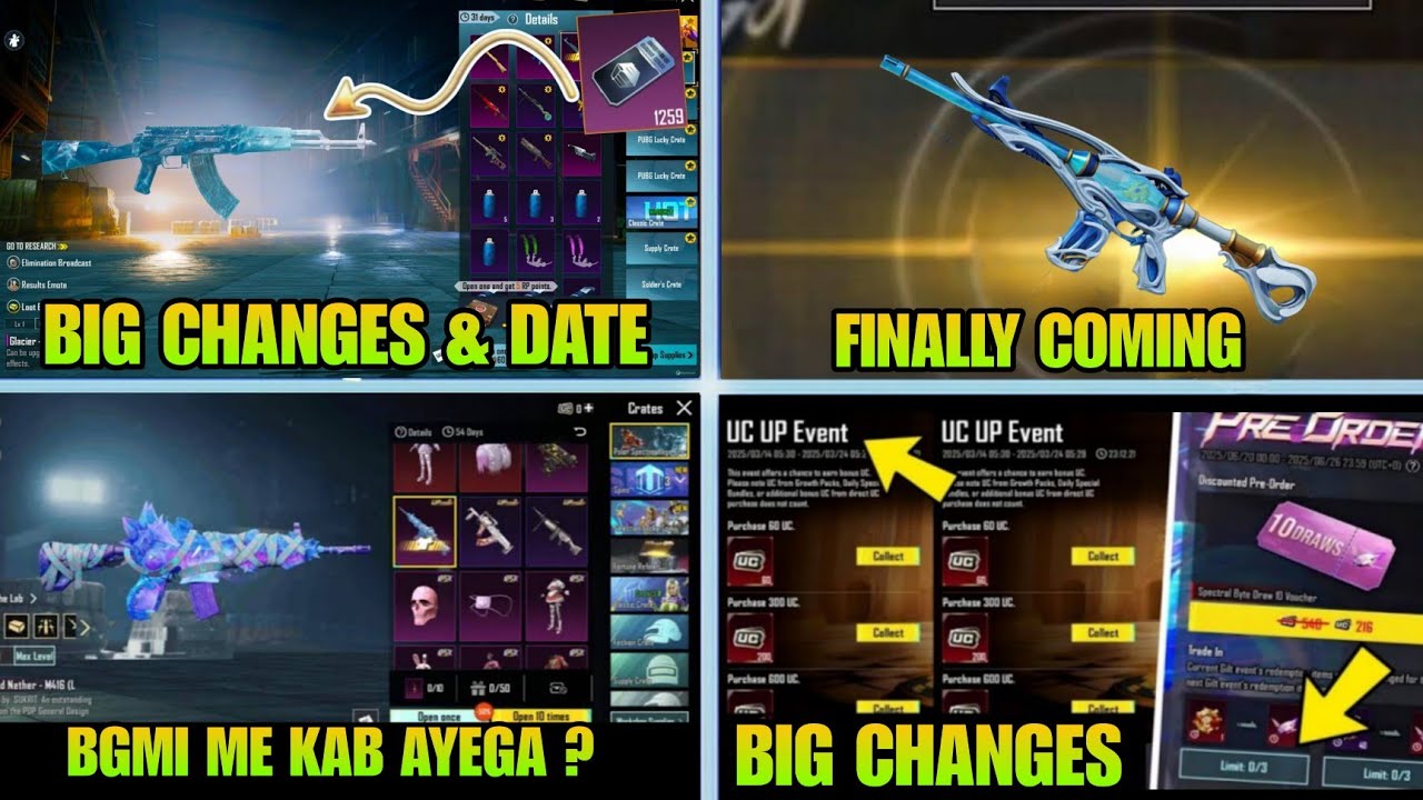 BIGGEST UPDATE π± UPGRADE M416 RETURN ? / MUMMY M416 RELEASE DATE / BGMI AKM GLACIER & UC UP DATE background
