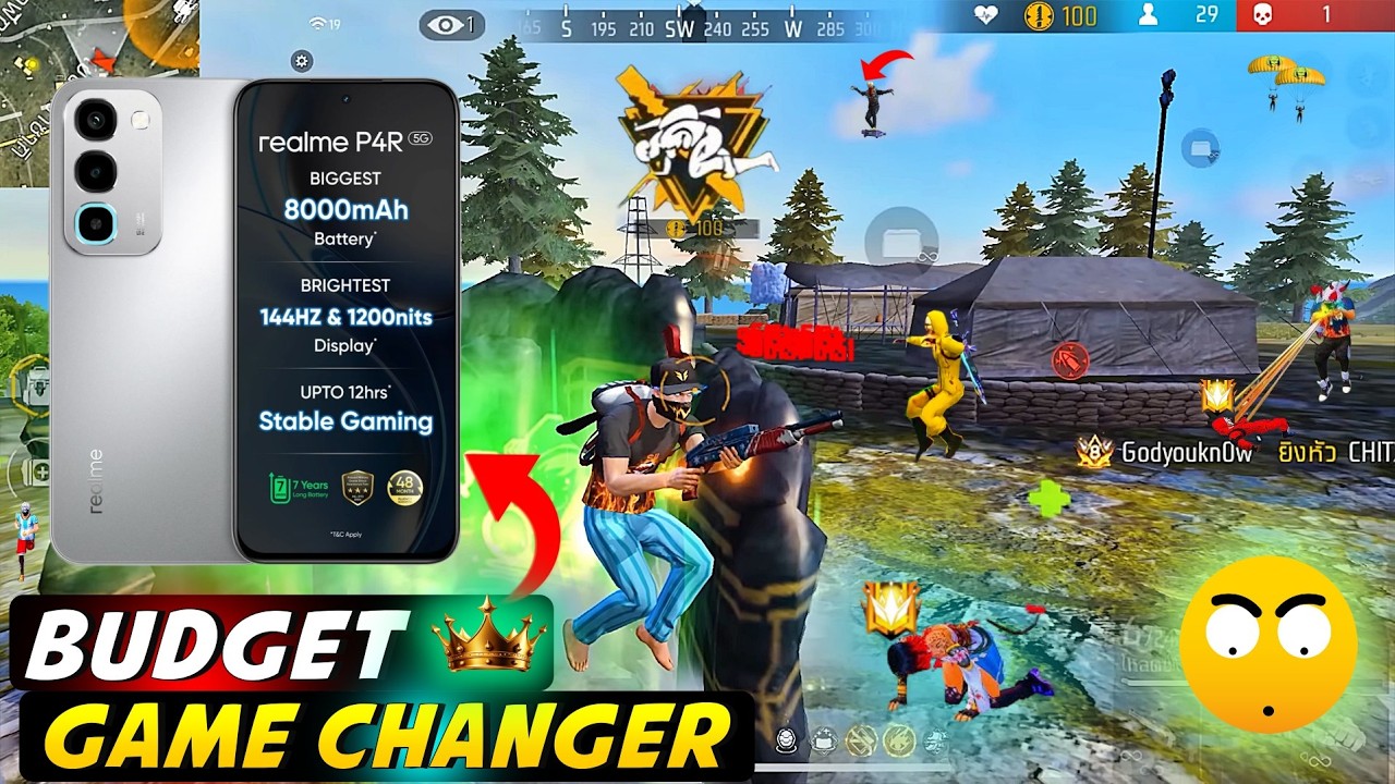 Realme P4R 5G Free Fire Test đ”| Realme P4R 5G Gaming test âĄ& Realme P4R 5G Bgmi test & Review đł background