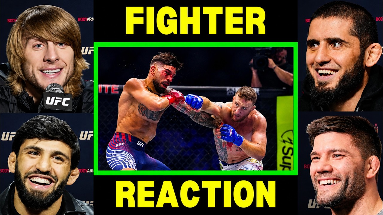 UFC Fighters REACT to Justin Gaethje BEATING Ilia Topuria | UFC Freedom 250 background